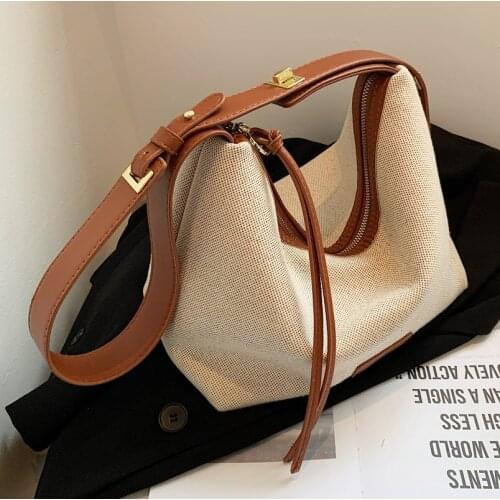 New style simple personality canvas bag women messenger shoulder bucket bag large capacity shopping bag