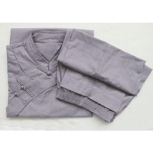 Gray high-grade T/R fabric Femalewomen meditation householder uniforms buddhist lay suits nun clothing sets Spring&summer