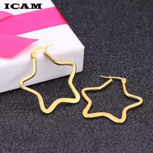 ICAM 2019 Fashion Europe America New Simple Circle Stars Geometric Hoop Earrings Trendy Earing for Women Holiday Wedding Jewelry