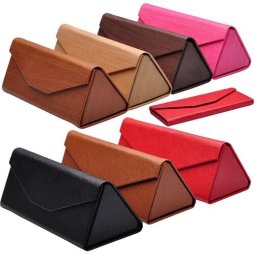 Foldable Glasses Box Lightweight Leather Sunglasses Glasses Case for Men Women Wholesale