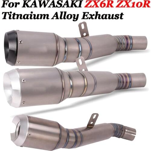 Slip On For ZX6R ZX636 ZX10R ZX-6R ZX-10R Motorcycle Titanium Alloy Exhaust Modify Muffler Middle Link Pipe Escape Moto Catalyst