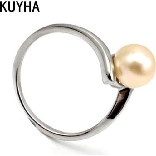 Steel lady Elegant OL Italina Exclusive Handmade freshwater Simulated Shell Pearl Ring Rounded Gorgeous For Women Wedding Party