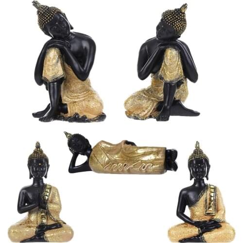 Thai Buddha Figurine Sculpture Sitting Buddha Statue Home Office Decor Indoor Statue Ornament 15cm Feng Shui Ornaments Crafts