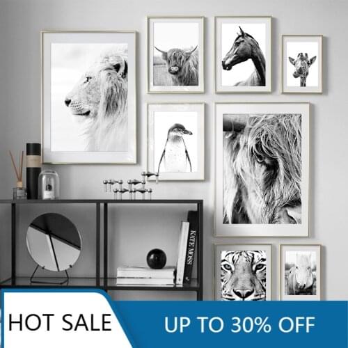 Tiger Giraffe Lion Black White Animal Wall Art Canvas Painting Posters And Prints Nordic Wall Decor Pictures For Living Room Dec