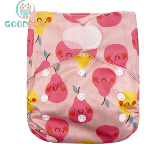 Goodbum Pear Print Hook Loop Cloth Diaper Washable Adjustable Nappy For 3-15KG Baby Diaper