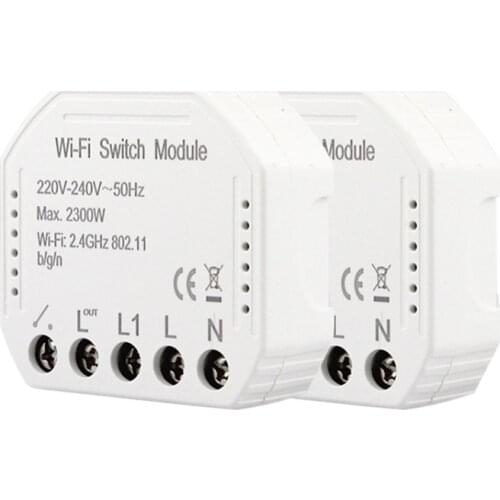 2Pcs Wifi Smart Light Switch Diy Breaker Module Smart Life/Tuya App Remote Control,Works With Alexa Echo Google-Home