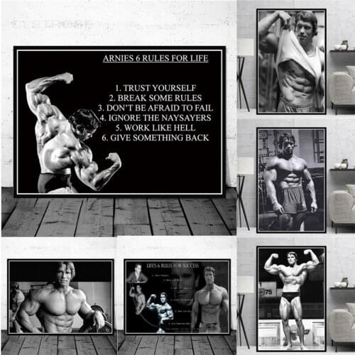 Vintage Art Poster Canvas Print Arnold Schwarzenegger Painting Modern Home Decor Bodybuilding Fitness Gym Wall Art Pictures