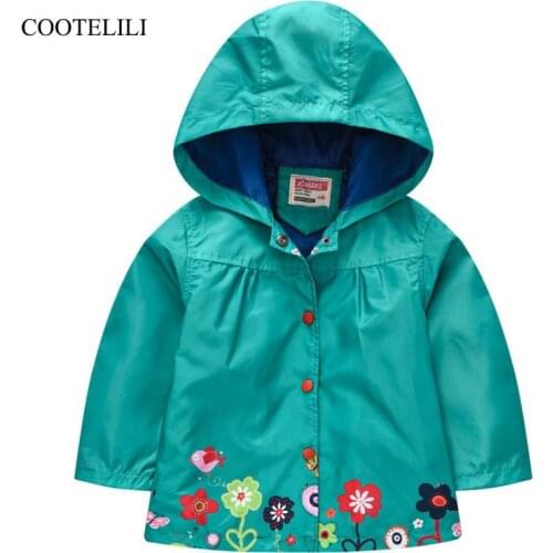 COOTELILI Waterproof Jacket For Girls Windbreaker Toddler Kids Girls Bomber Coat Baby Girls Jacket Children Clothing 80-130cm