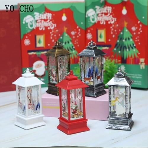 YO CHO Christmas LED Light Santa Claus Snowman Castle Led Light Party Hanging Lantern Decor Vintage Creative Christmas Supplies