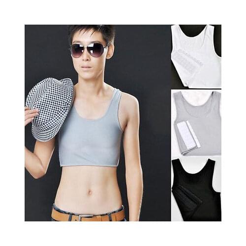 Les Lesbian Casual Breathable Buckle Short Chest Breast Binder Trans Vest Tops Plus Size S-2XL