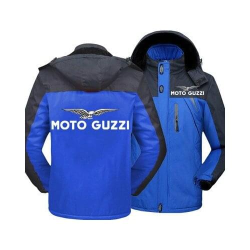 Winter Jacket Men Moto Guzzi Logo Thick Velvet Warm Coat Male Windproof Hooded Outwear Casual Mountaineering Overcoat 3 Colors