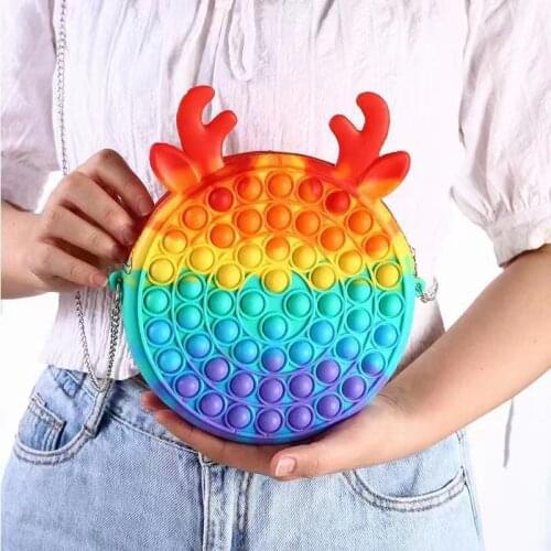 1pcs Cute Bag Pop Fidget Toys Reliver Stress Rainbow Push Bubble Simpl Dimmer Antistress Toy Children Sensory Game Toy Backpack