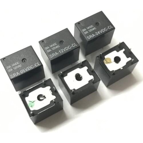 10PCS 5VDC 12VDC 24VDC 20A DC Power Relay 4Pins 5Pins PCB Type Black Automobile relay Mini Power Relay General Purpose