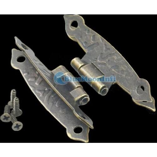 10 Pcs Metal Hinges With Screws Use for Wooden box Cabinet Drawer Furniture folding table Bronze