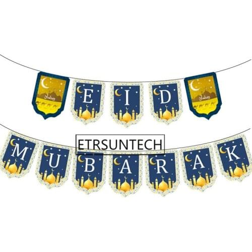 100sets EID Mubarak Ramadan Kareem Muslim Hanging Banner Bunting DIY Festival Party Decoration
