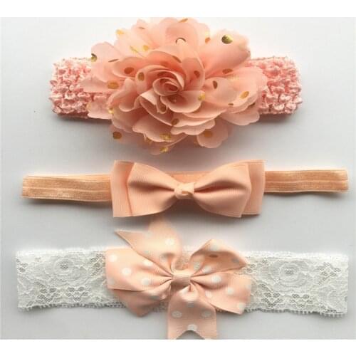 3Pcs/Set Baby Girls Nylon flower Headband lace flowers Hair Bows Elastic Hairband for Bebe Kids Children Hair Accessories