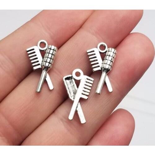 30pcs/lot--20x12mm, Hair Comb chams,Antique silver plated Hair Comb And Brush charms,DIY supplies,Jewelry accessories