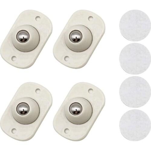 4pcs Adhesive Stainless Steel Pulley Universal Furniture Storage Box Roller Self Casters Pulley For Cabinet Trash 360° Caster