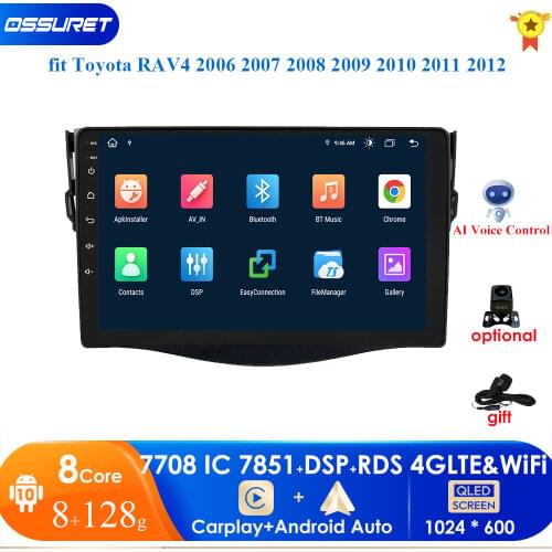Quad Core Android 10 2din Car DVD Player for Toyota RAV4 2006 2007 2008 2009 2010 2011 2012 GPS Navigation Player Multimedia