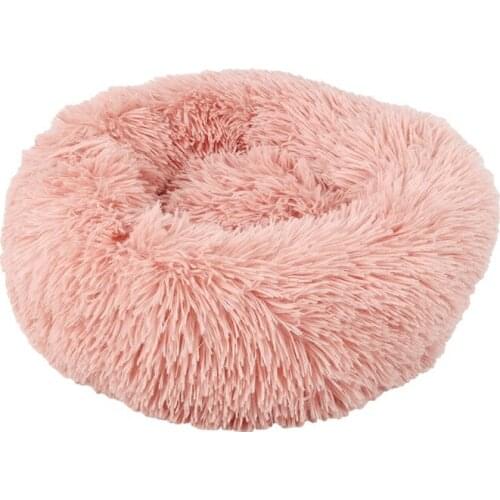 Long Plush Round Cat Sleeping Bed House Dog Basket Cushion Cat Mat Sleeping Sofa Winter Warm Cushion Pupply Dog Supplies