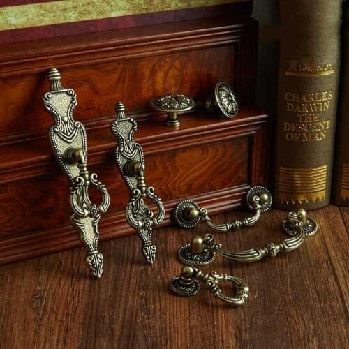 Antique Bronze Zinc Alloy Drawer Knobs Cabinet Handles for Furniture Cupboard Kitchen Retro Hardware Door Pulls