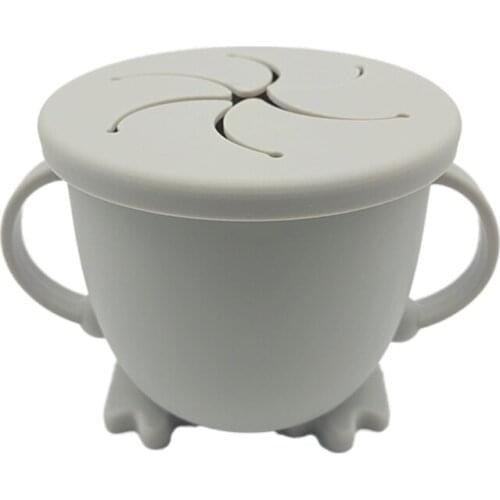 200ML Baby Infant Learning Feeding Food Bowl Cup with Handle Silicone Snack Dish C5AA