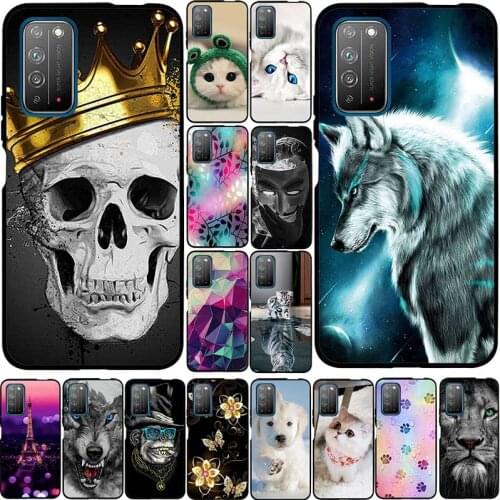 Cover For Huawei Honor X10 Case Black Silicone Soft Phone Cases For Honor X10 Pro Case Covers Flower Tiger Butterfly Cat Bumper