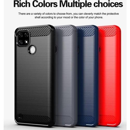 For Realme C21 Case Carbon Fiber TPU Flex Shockproof Soft Silicone Phone Cover for Realme C21 Case for Realme C21 Realme C17 C11