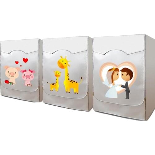 Oxford Washing Machine Dust Cover Refrigerator Top Cover Washer Fridge Cute Storage Hanging Bag Pocket Organizer 60x50x85cm