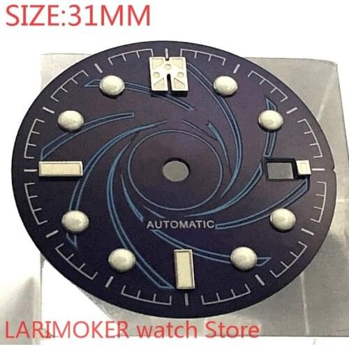 NO logo 31mm watch dial is suitable for ETA 2836/2824 DG2813/3804 Miyota 8215 821A 8205 MH35cases automatic movement dial blue