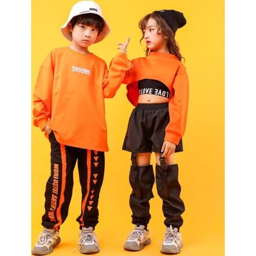 Kid Hip Hop Clothing Dance Costumes for Girls Boys Competition Dancing Costumes Crop Top T Shirt Pant Jazz Ballroom Dancewear LJ