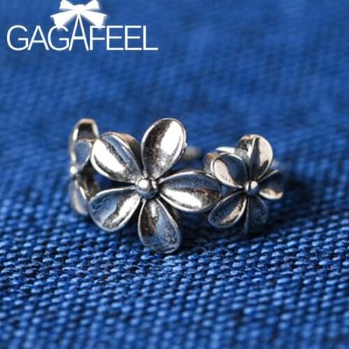 GAGAFEEL Sparkling Flower Petals Ring 925 Sterling Silver Rings Fine Wedding Party Trendy Jewelry 2021