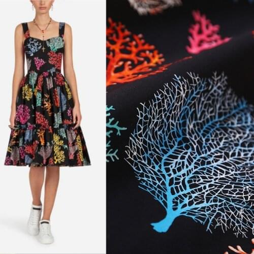 Coral printed cotton fabric meter digital printing direct injection process dress cotton fabric wholesale cotton cloth