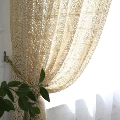 100% Cotton Greece Vintage Crochet Curtain for Living Room Finished Curtain for Living Room Bedroom