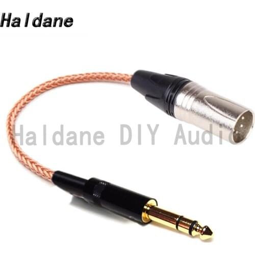 Haldane 6.35mm TRS 3pole Male to 4pin XLR Balanced Male OCC Single Crystal Copper Audio Adapter Cable 6.5 to XLR Connector