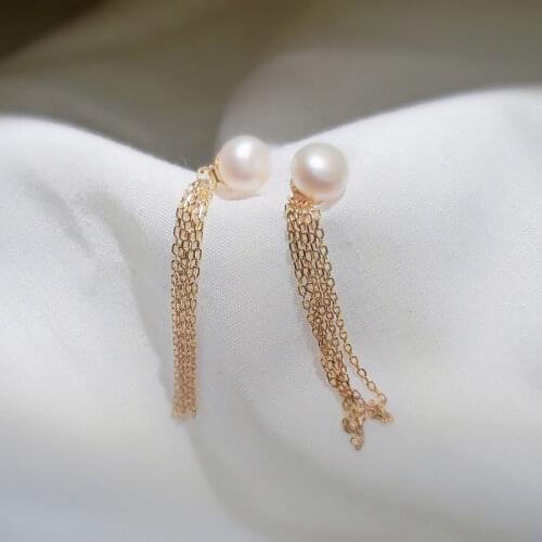 JINAO S925 Sterling Silver Original Court Style, Charms Natural Pearl Tassel Earrings, Beizhu Earrings