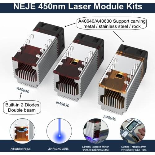 NEJE 80Watt Laser Module Kit 450nm Double beam Laser Head for Laser Engraver Wood Cutting Tool,Set Smarter Blue Laser TTL Module