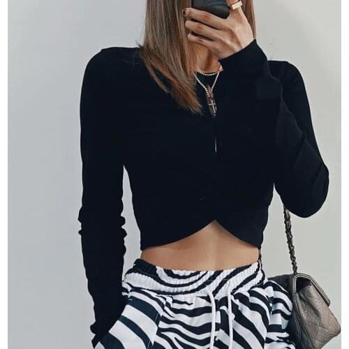 Woman Tshirts Crop Top Women Mujer Camisetas Long Sleeve Sexy Ropa Corset Cropped Haut Femme Summer Clothes Fashion Black Bustie