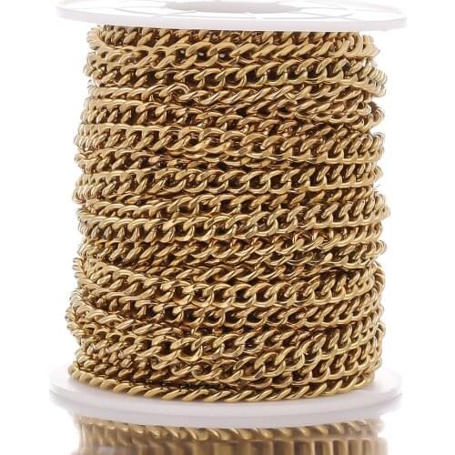 1 Meter Stainless Steel Gold Cuban Snake Chains Hip Hop Necklace Findings Components for DIY Gifts Jewelry Making Bulk Wholesale