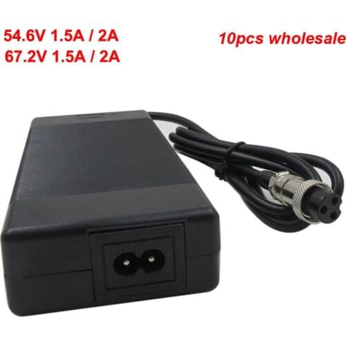 Wholesale 10pcs/lot 67.2V 1.5A 60V 2A Li-ion Charger For electric wheelbarrow 100-240V for 16S 60V E-bike E-scooter battery