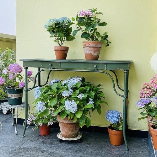 Hand painted metal retro console table