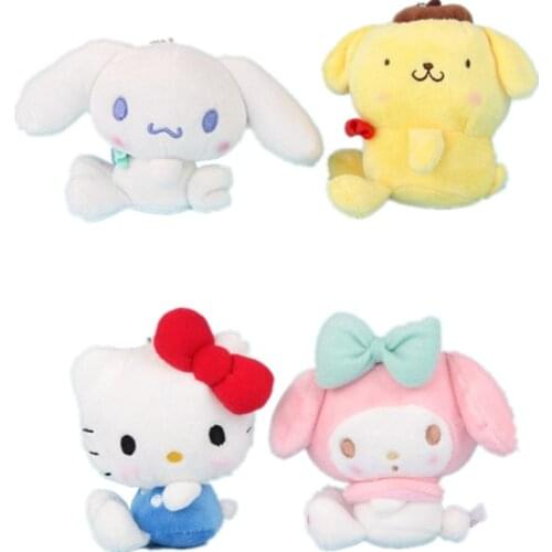 Cute Cartoon Anime 10CM Kawaii Purin Dog My Melody Cinnamorol KT Cat Plush Toy Cute Soft Stuffed Plush Doll Girls Gifts