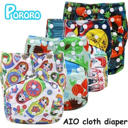 PORORO brand all in one breathable cloth diaper with 2 bamboo boosters, digital print AIO reusable diaper nappies made in china