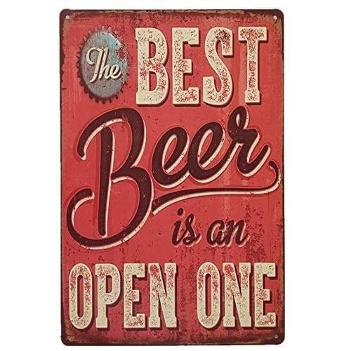 Mon Art The Best Beer Is an Open One Vintage Funny Home Kitchen Bar Decor Tin Sign Retro Metal Bar Pub Poster