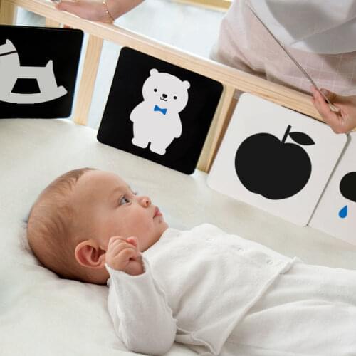 Montessori Baby Visual Stimulation Card Toys Black White Flash Cards High Contrast Visual Stimulation Learning