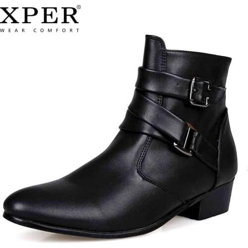 XPER Brand Chelsea Boots Men Handmade Artificial Leather Autumn Winter Shoes Male Ankle Boots Big size White Footwear #XP045