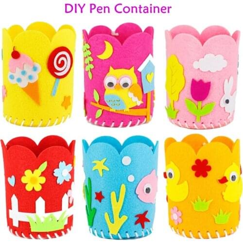 Kids Educational DIY Craft Tangram Block Kit Cute Creative Handmade Pen Container DIY Pencil Holder Children Craft Toy Kits