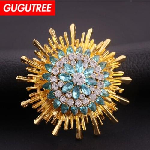 GUGUTREE brooch breastpin flower sunflower patch metal patches badges applique patches for clothing HH-74