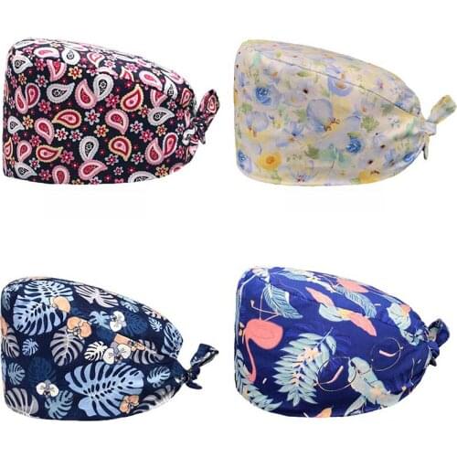 2020 New 1PC Scrub Nurse Hat Nursing Cap Elastic Beauty Hats Beauty Salon Baotou Hat Pet Scrubs New Scrub Cap