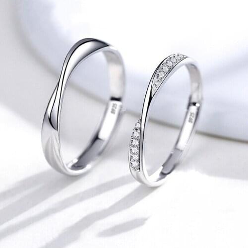 New Couples Ring For Lovers Lozenge S925 Silver Micro-set Gems Jewelry Adjustable Pair Of Rings Men Women Festival Birthday Gift
